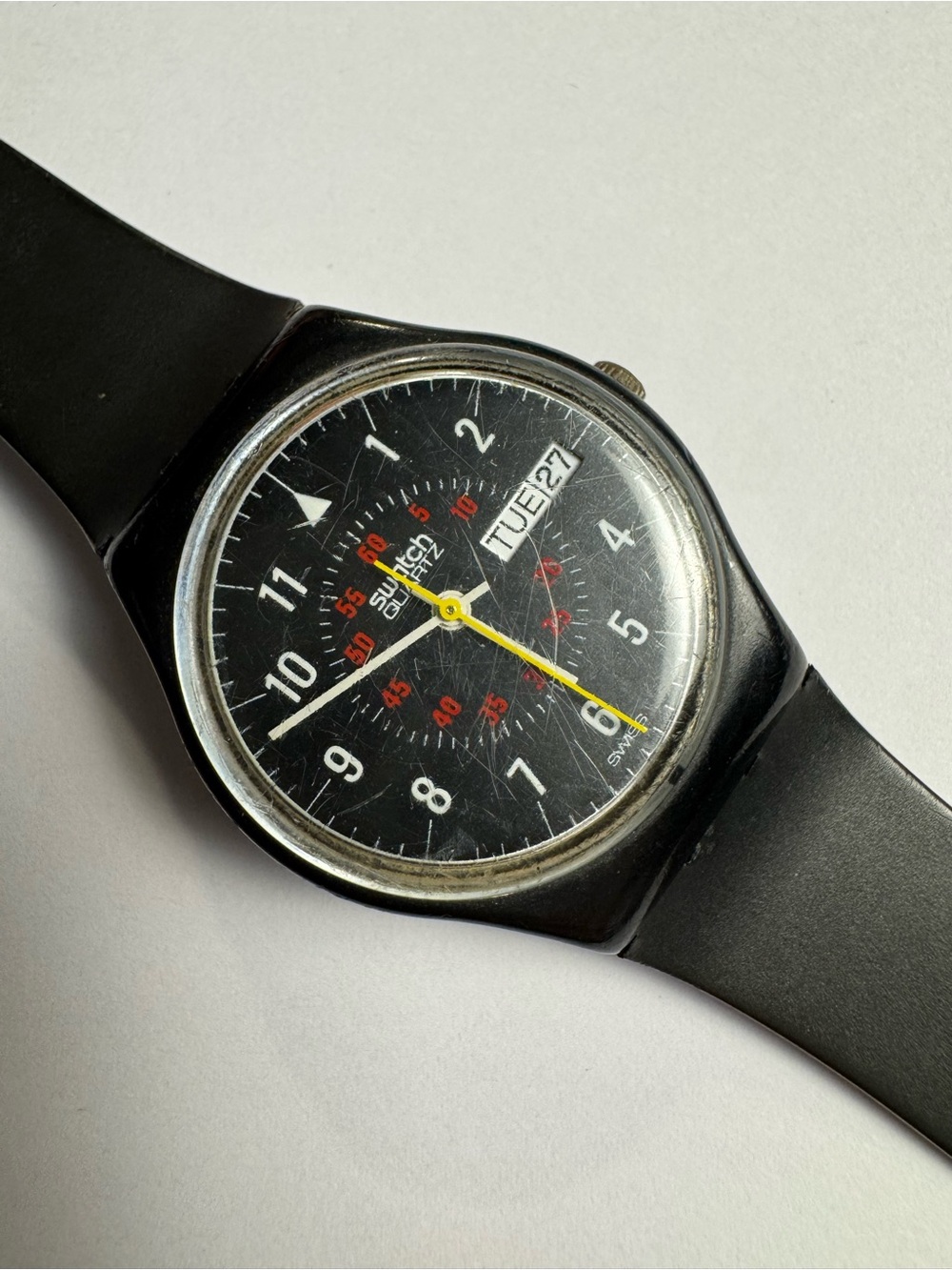 Swatch Nicholson GB705 rare all-black analog watch c. 1985